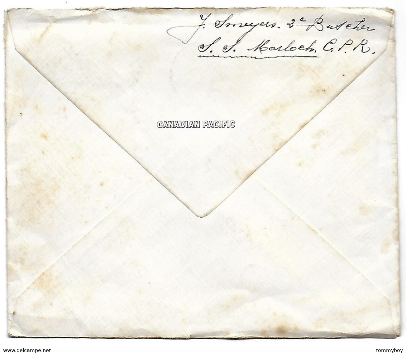 Canadian Pacific, S.S. Marloch, Letter To Belgium (1927), J. Smeyers - Canada