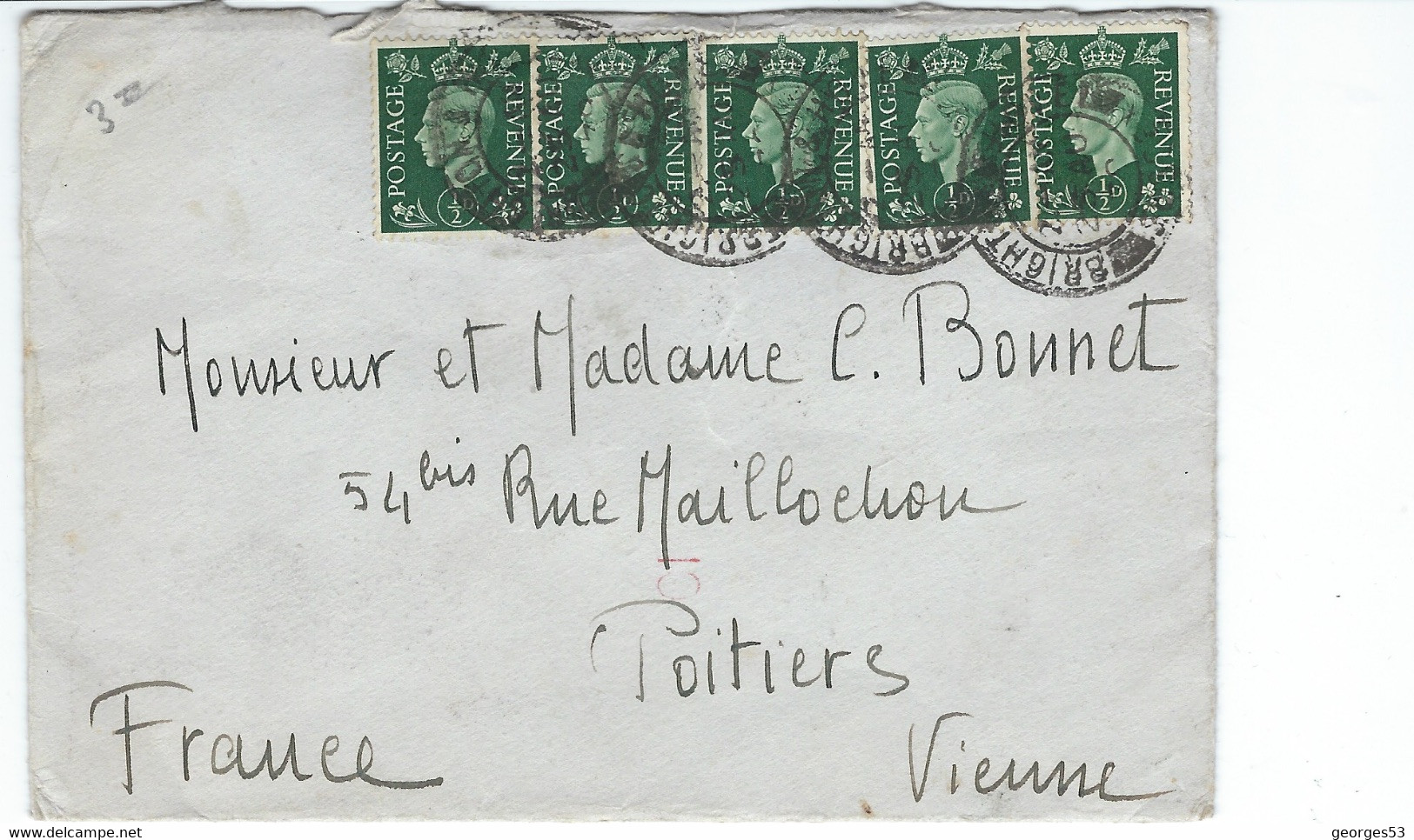 GRANDE BRETAGNE  5  Timbres Sur Lettre - Other & Unclassified