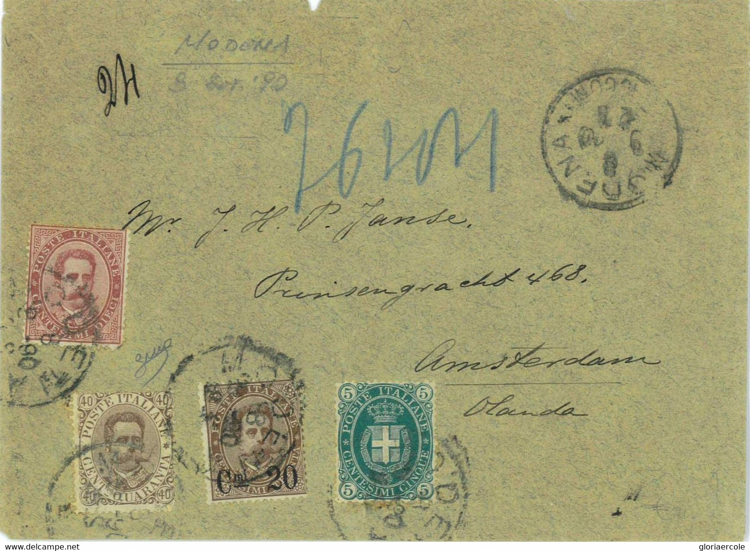 P0510 - REGNO - STORIA POSTALE - UMBERTO I Uffici All'estero TUNISIA  Busta Per Le NETHERLANDS  1891 - Sonstige & Ohne Zuordnung