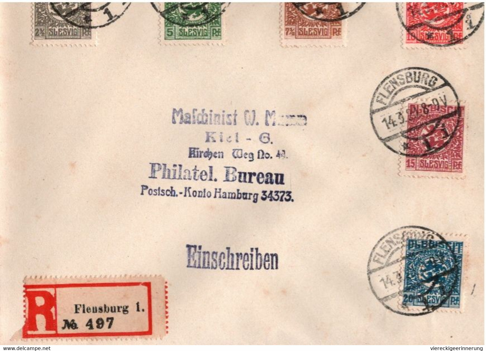 ! 1920 - 1 Einschreiben Aus Flensburg, Plebiscit, Abstimmungsgebiet Nordschleswig - Otros & Sin Clasificación