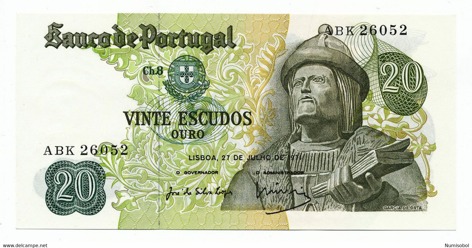 PORTUGAL - 20 Escudos 27. 7. 1971. P173, UNC. (P004) - Portugal