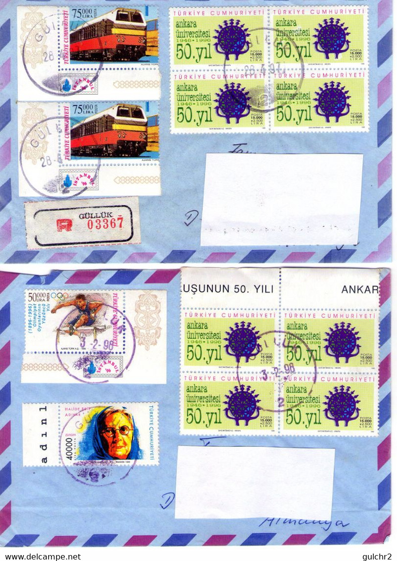 Türkey 7 Echtgelaufene Belege Mit Je U.a. Block Einzelmarken - Covers & Documents
