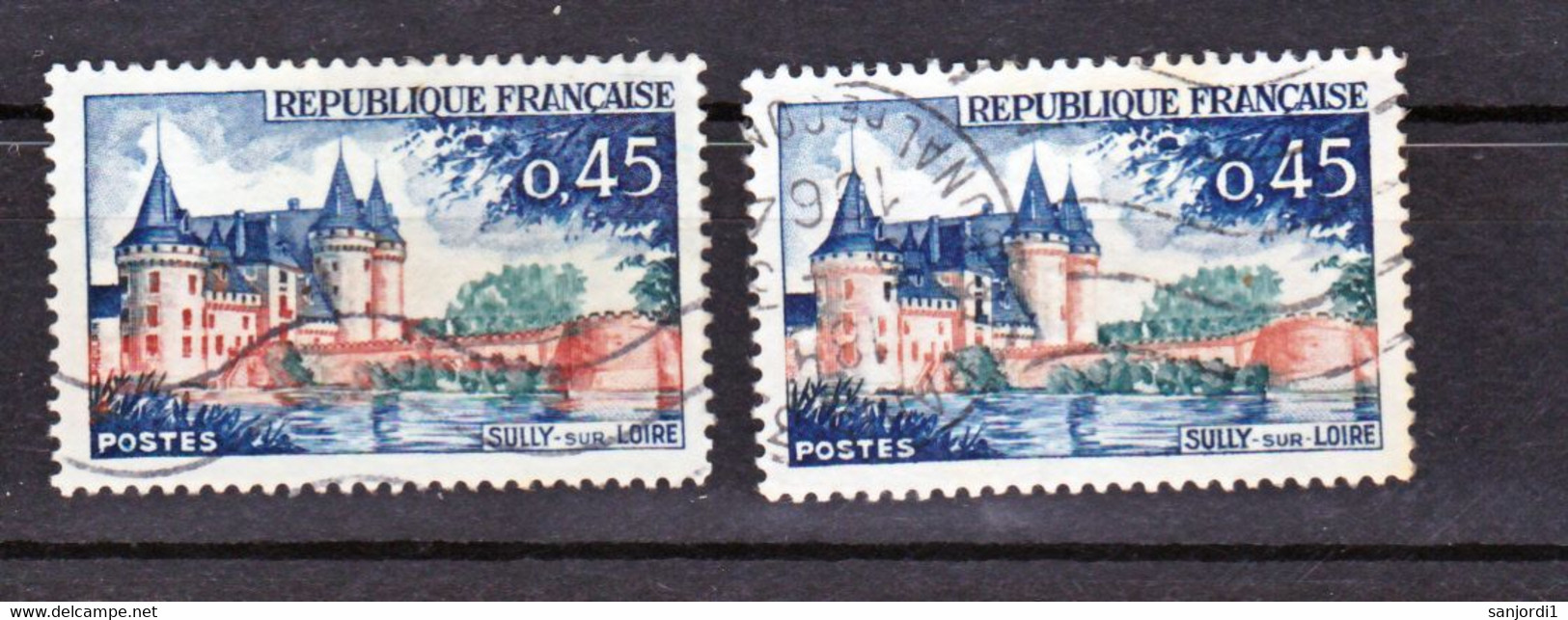 France  1313 Variété Tours Bleues Arbustes Oranges Et Normal  Oblitéré Used - Gebraucht