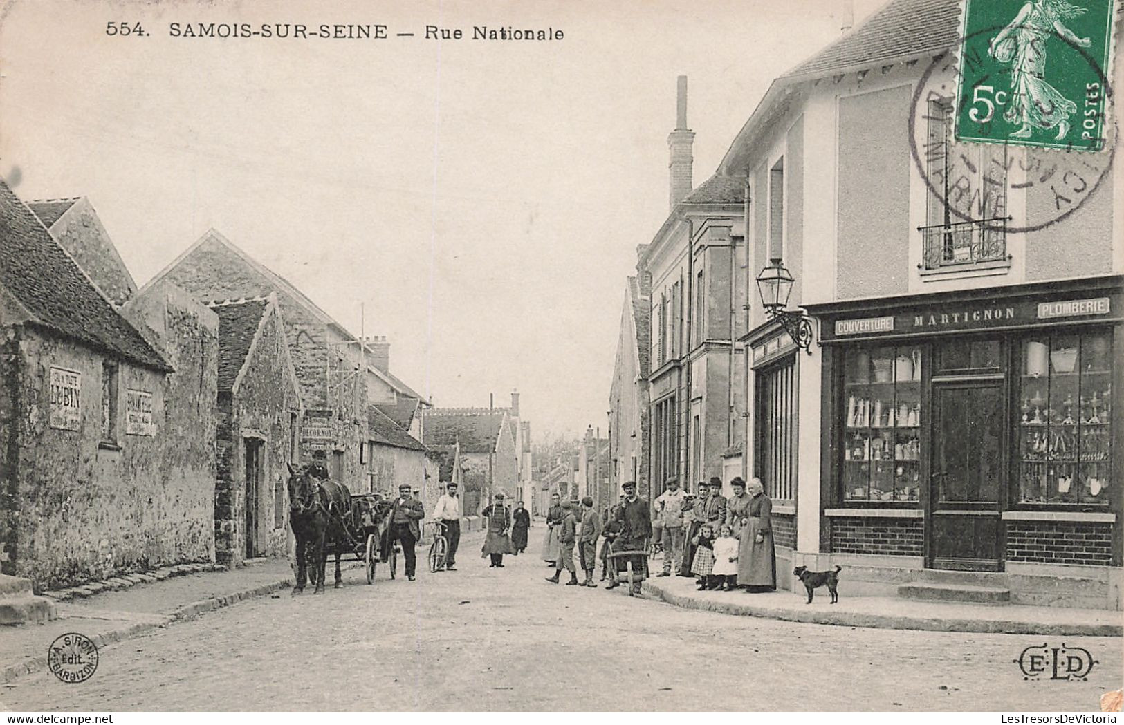 CPA - France - Samois-Sur-Seine - Rue Nationale - E.L.D. - Edition Siron - Animé - Oblitéré Gironville 1908 - Calèche - Samois