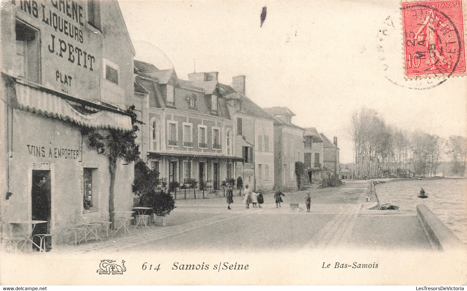 CPA - France - Samois-sur-Seine - Le Bas-Samois - Oblitéré 1908 - Animé - Liqueurs J. Petit - Canal - Buvette - Samois