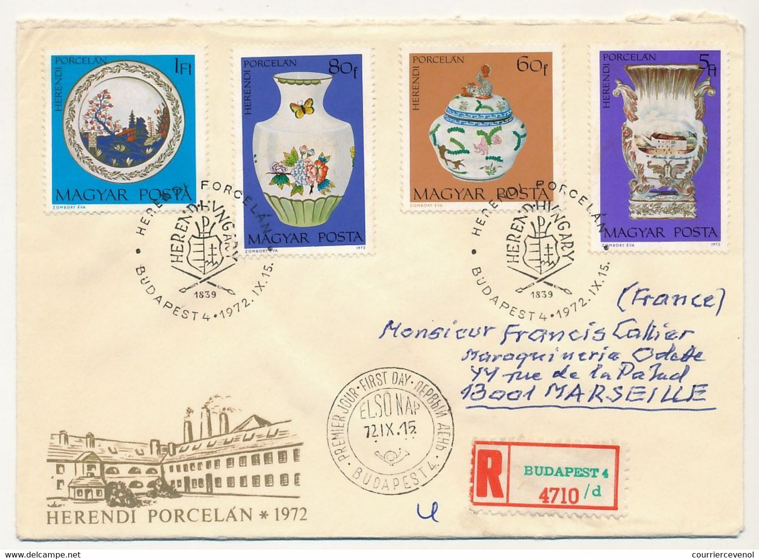 Hongrie - 2 Env FDC Recommandées - Série Des Porcelaines - Budapest - 15/9/1972 - FDC