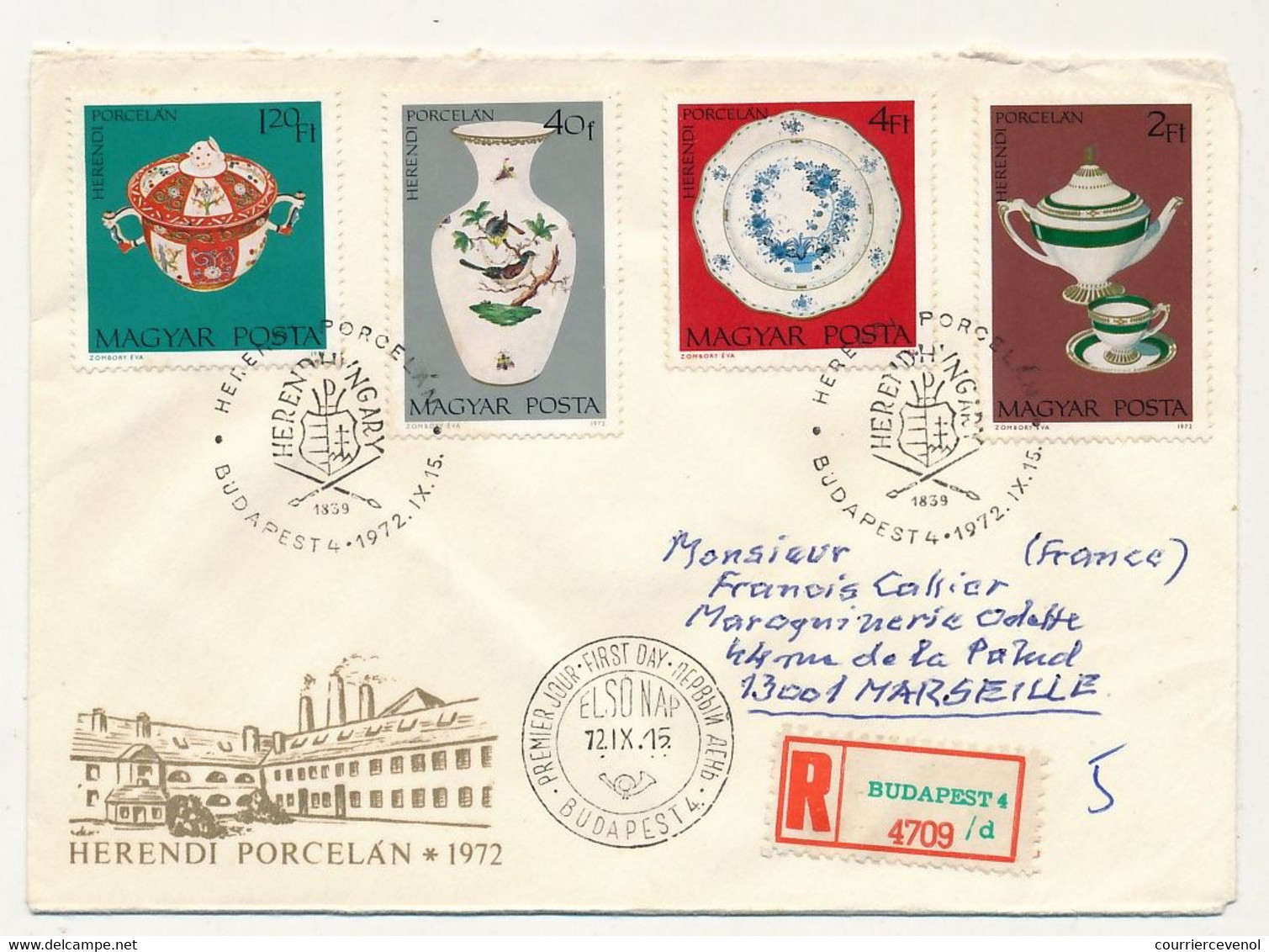 Hongrie - 2 Env FDC Recommandées - Série Des Porcelaines - Budapest - 15/9/1972 - FDC