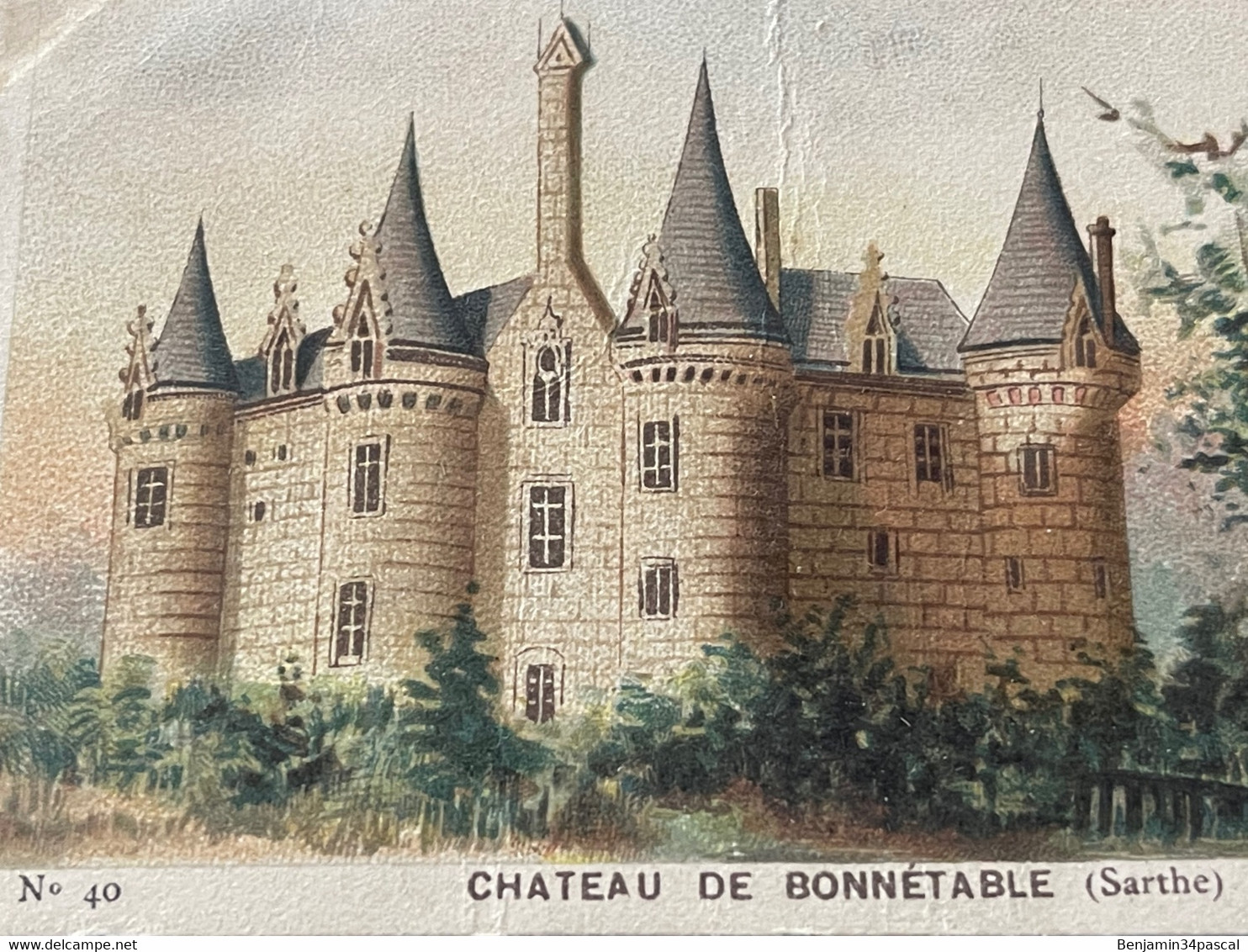 Chocolat GUÉRIN-BOUTRON Image -Chromo Ancienne - Château De Bonnétable   (Sarthe - Chocolat