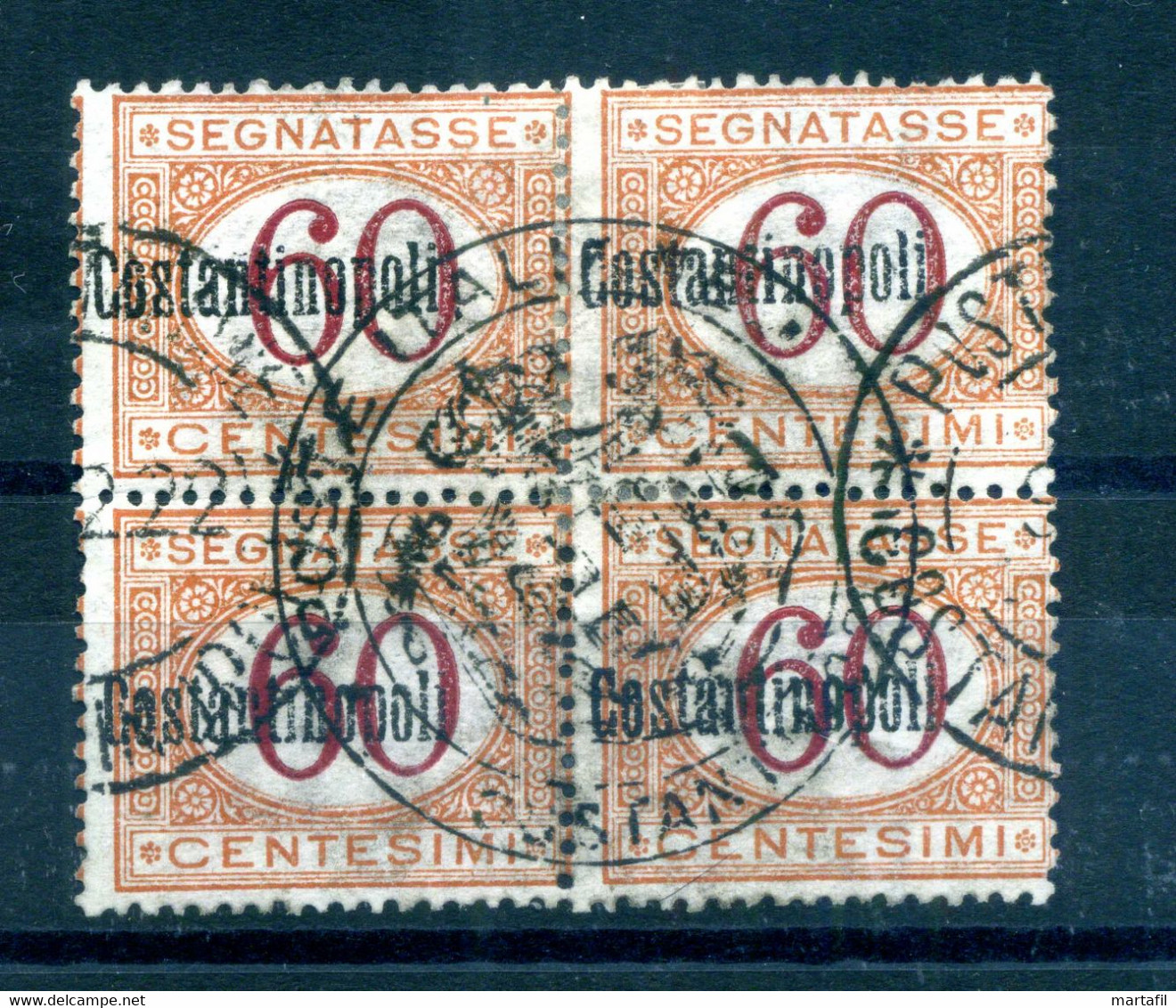 1922 COSTANTINOPOLI Segnatasse N.3 60 Centesimi Con Bollo Postale Di Controllo Completo, Usati - Oficinas Europeas Y Asiáticas