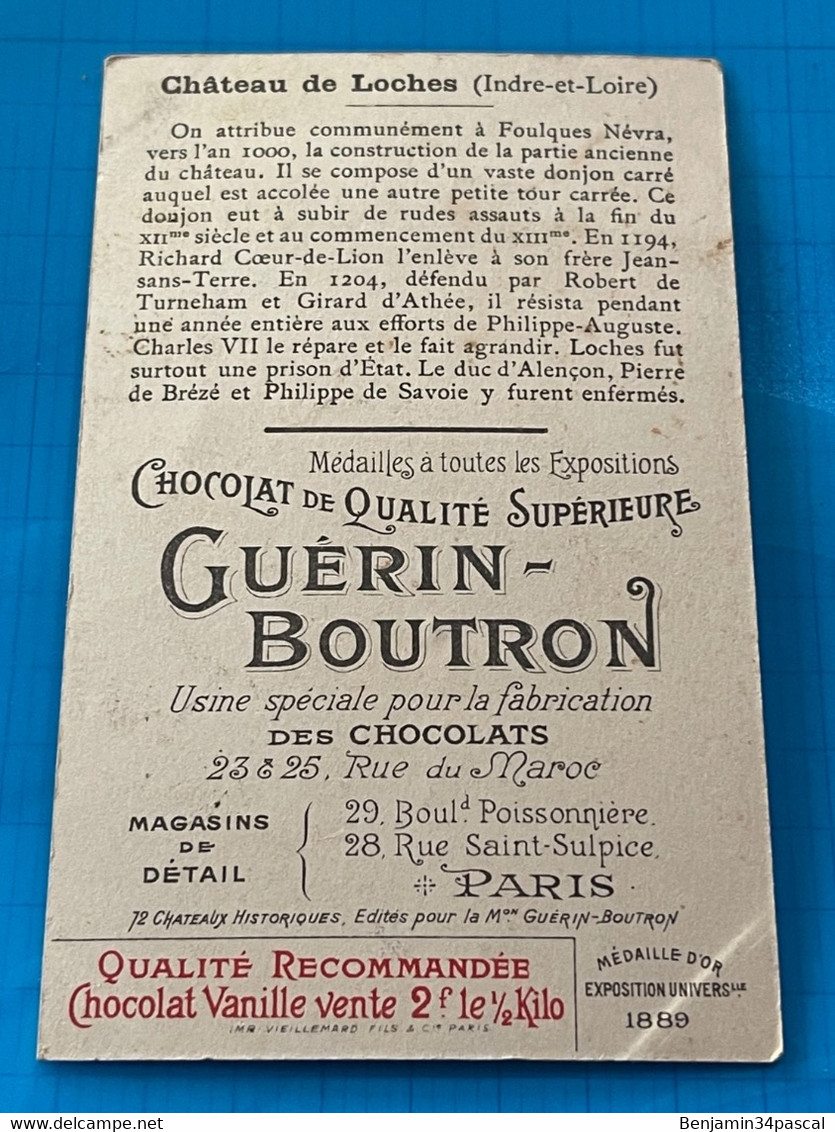 Chocolat GUÉRIN-BOUTRON Image -Chromo Ancienne - Château De Loches  ( Indre Et Loire ) - Chocolat