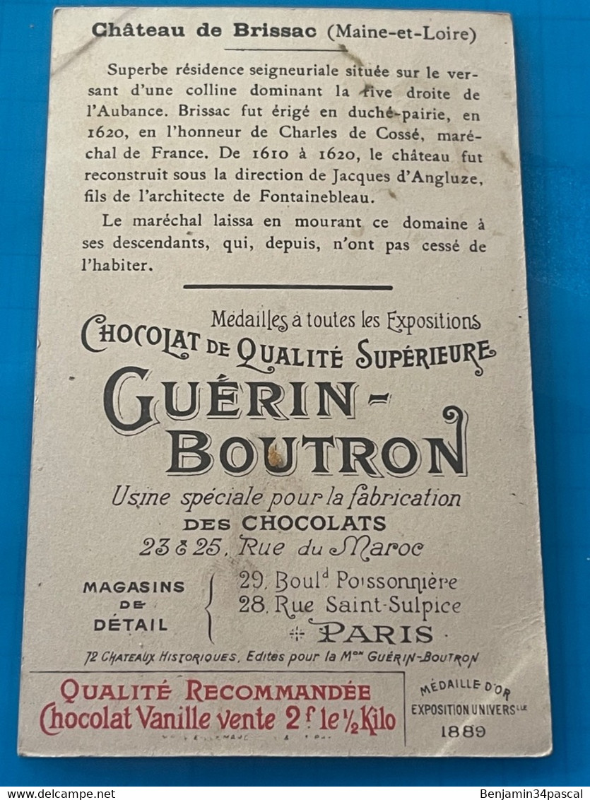 Chocolat GUÉRIN-BOUTRON Image -Chromo Ancienne - Château De Brissac  ( Maine-et-Loire ) - Chocolat