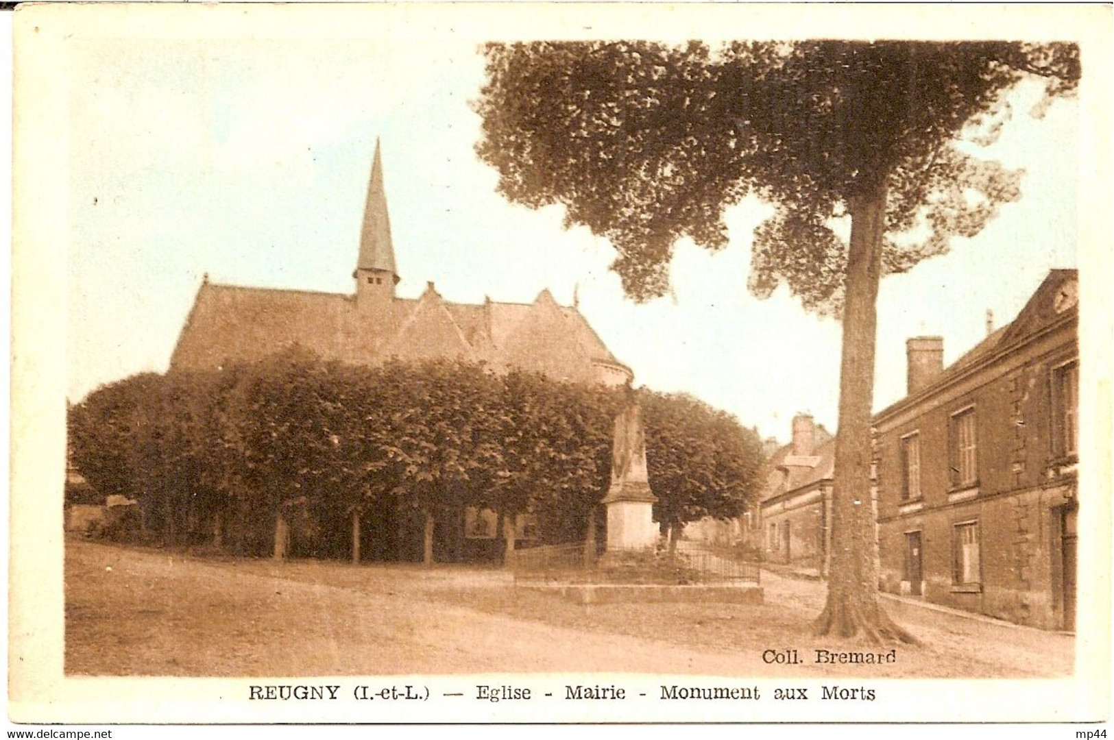 4J2 --- 37 REUGNY Eglise - Mairie - Monument Aux Morts - Reugny