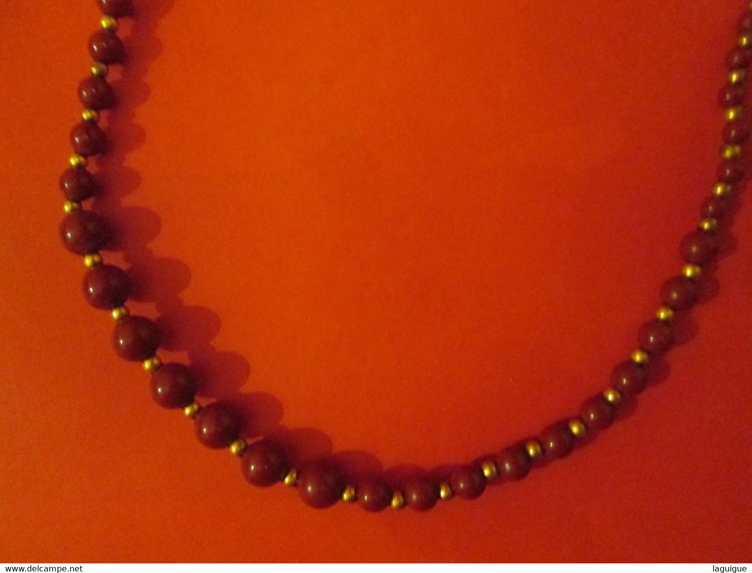 BIJOU COLLIER FANTAISIE PERLE ROUGE 48 Cm - Colliers/Chaînes