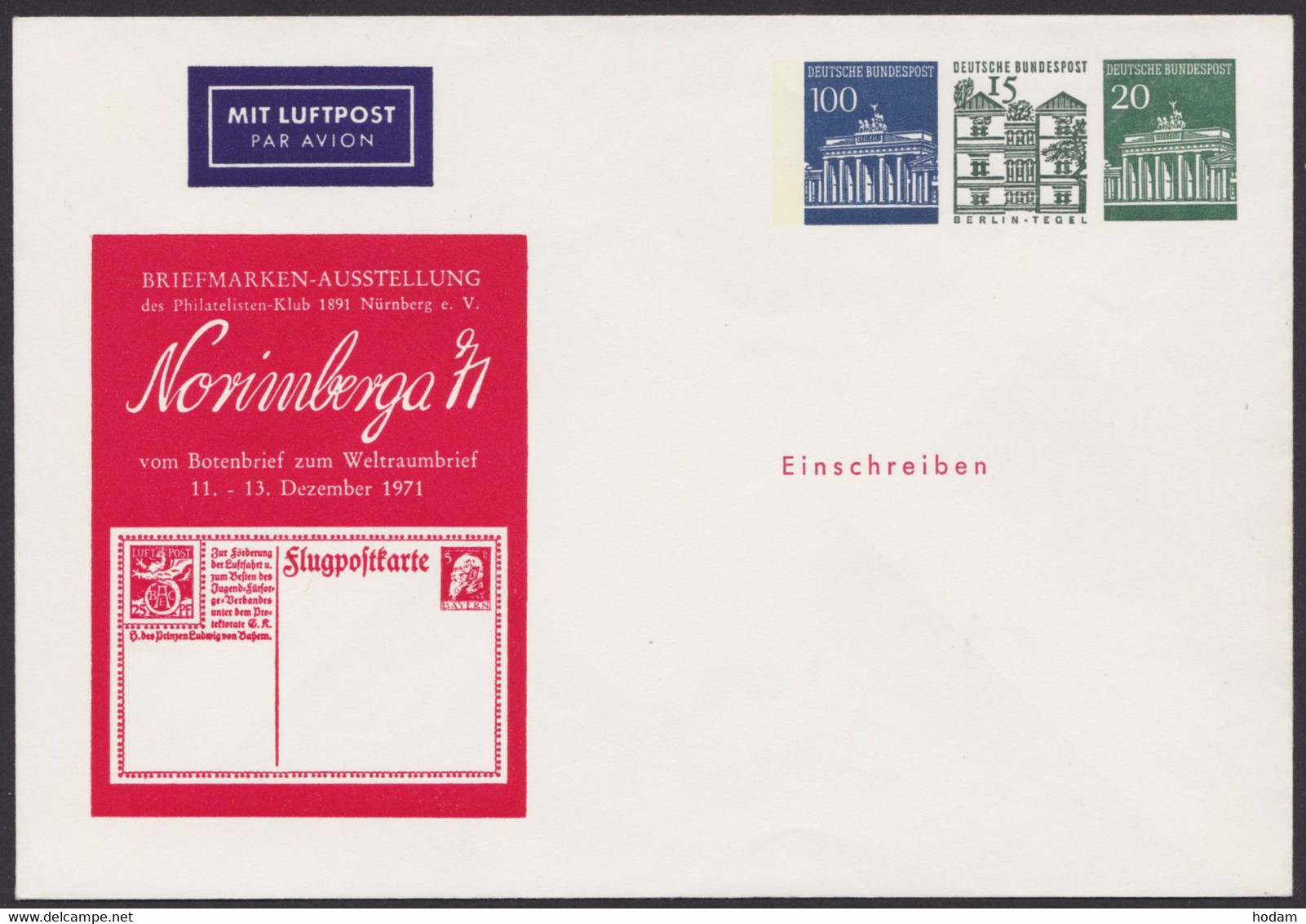 PU 44 D2/01a, "Novimberga 71", Seltener Luftpostumschlag - Enveloppes Privées - Neuves
