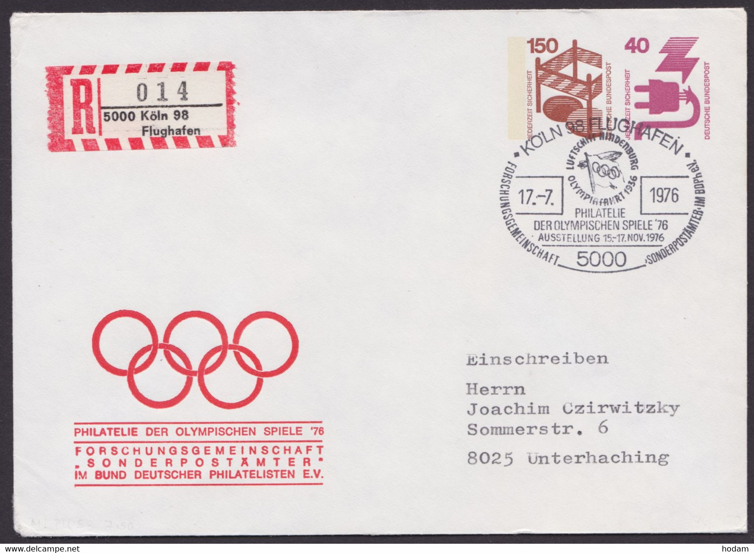 PU97 C2/01 "Olympiade 1976", Pass. SSt. - Enveloppes Privées - Oblitérées