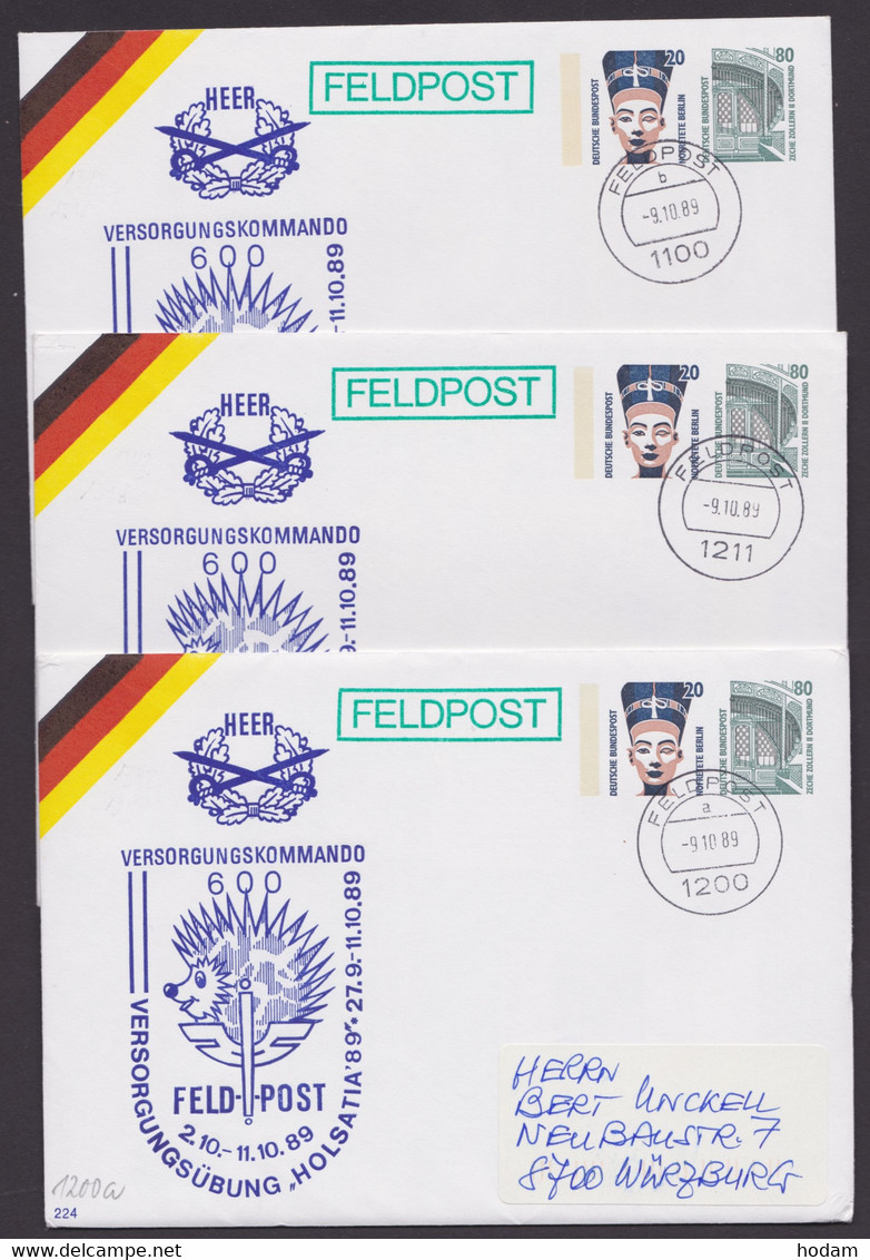 PU 310 D1/01, 3 Feldpostumschläge, Versch. FP-Stempel - Enveloppes Privées - Oblitérées