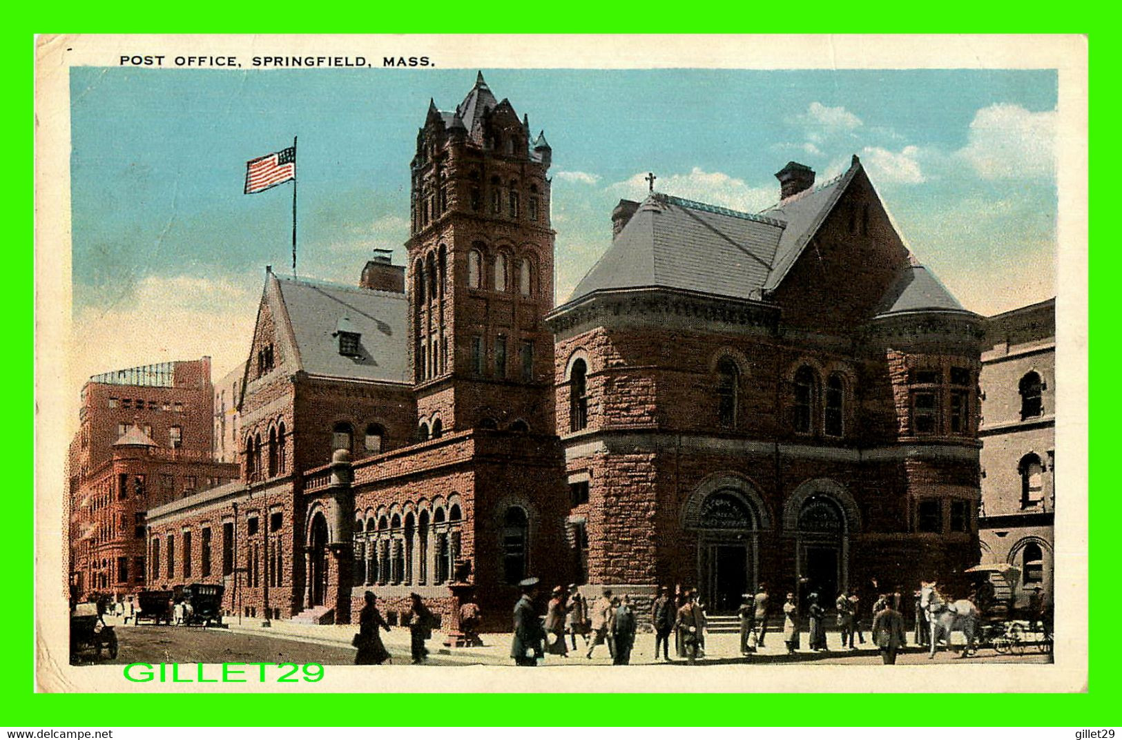 SPRINGFIELD, MA - POST OFFICE - ANIMATED WITH PEOPLES - TICHNOR BROS INC - - Springfield