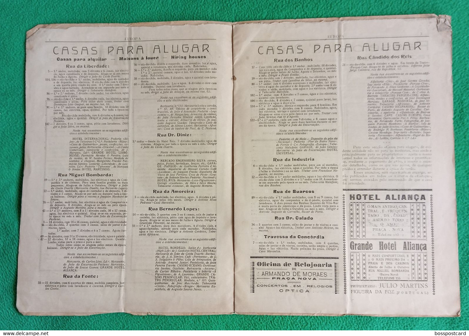 Figueira Da Foz - Revista "Europa" Nº 3 De 15 De Maio De 1925 - Publicidade - Comercial. Coimbra. Portugal. - Algemene Informatie