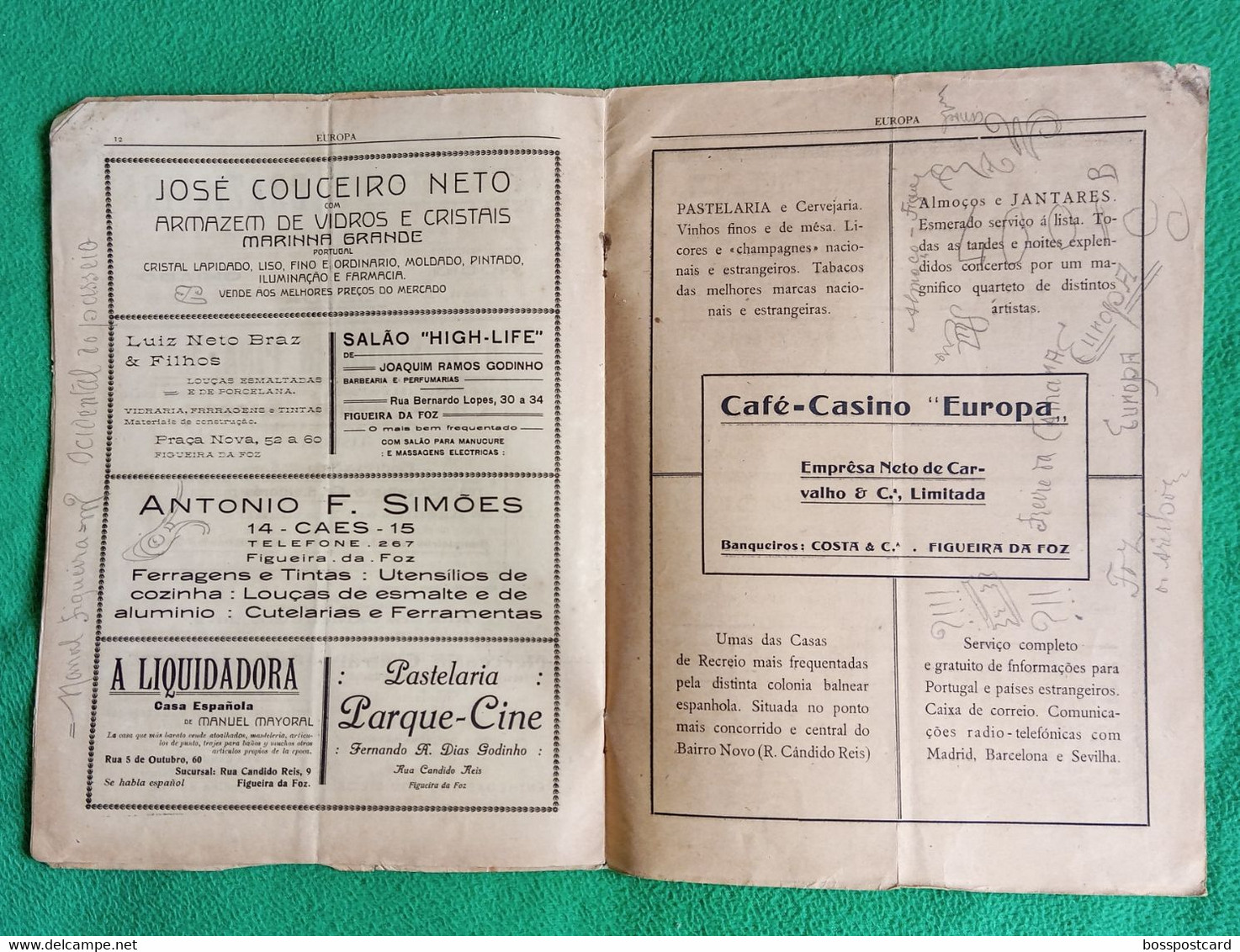 Figueira da Foz - Revista "Europa" Nº 3 de 15 de Maio de 1925 - Publicidade - Comercial. Coimbra. Portugal.