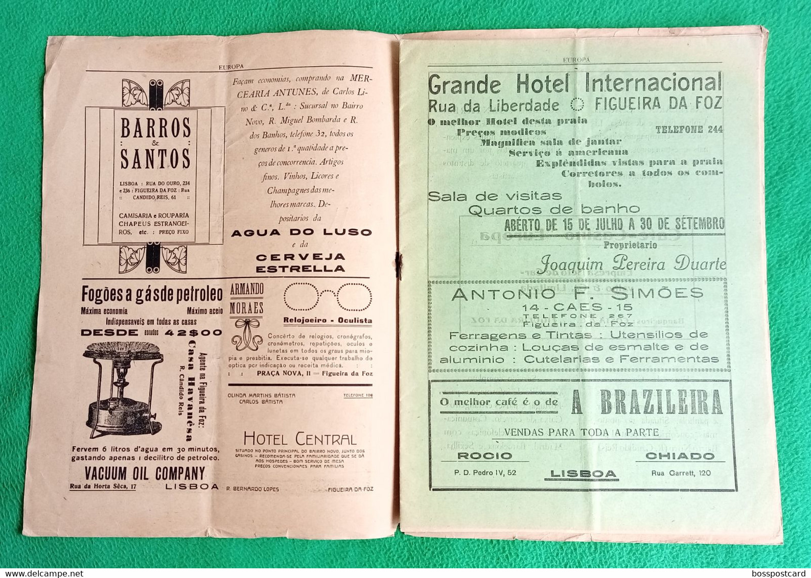 Figueira Da Foz - Revista "Europa" Nº 9 De 15 De Agosto De 1925 - Publicidade - Comercial. Coimbra. Portugal. - Algemene Informatie