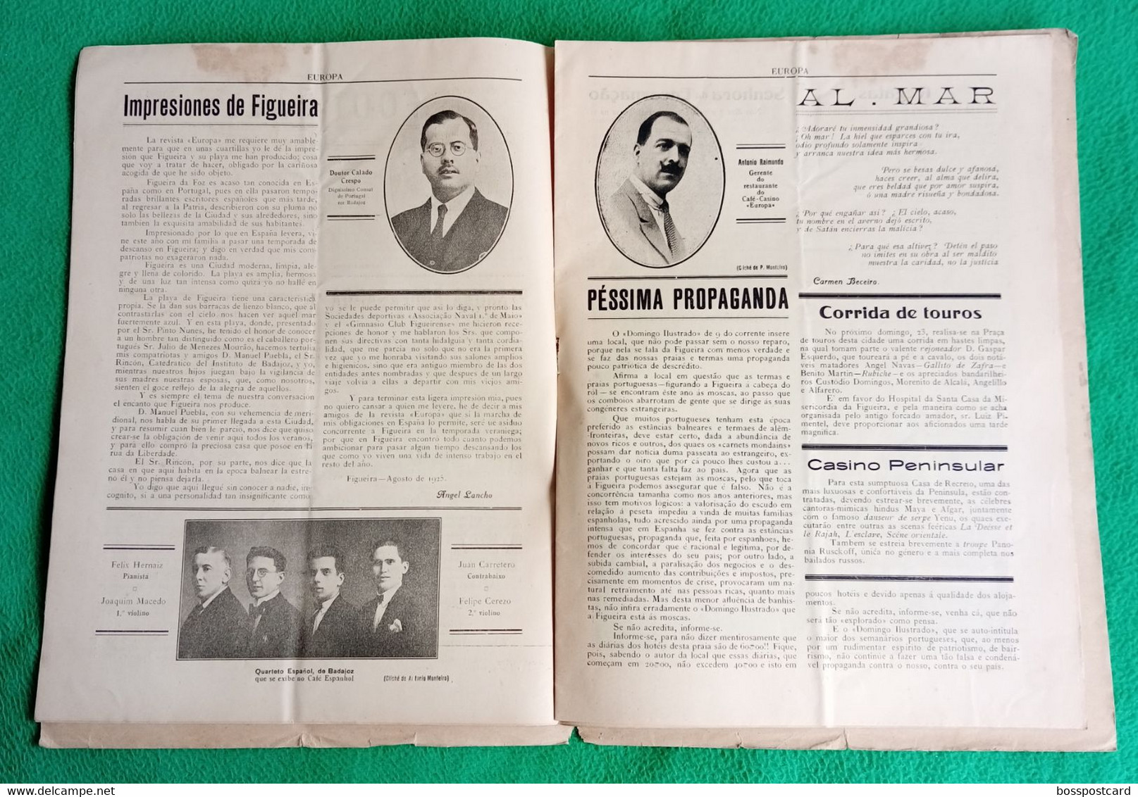 Figueira Da Foz - Revista "Europa" Nº 9 De 15 De Agosto De 1925 - Publicidade - Comercial. Coimbra. Portugal. - Informations Générales