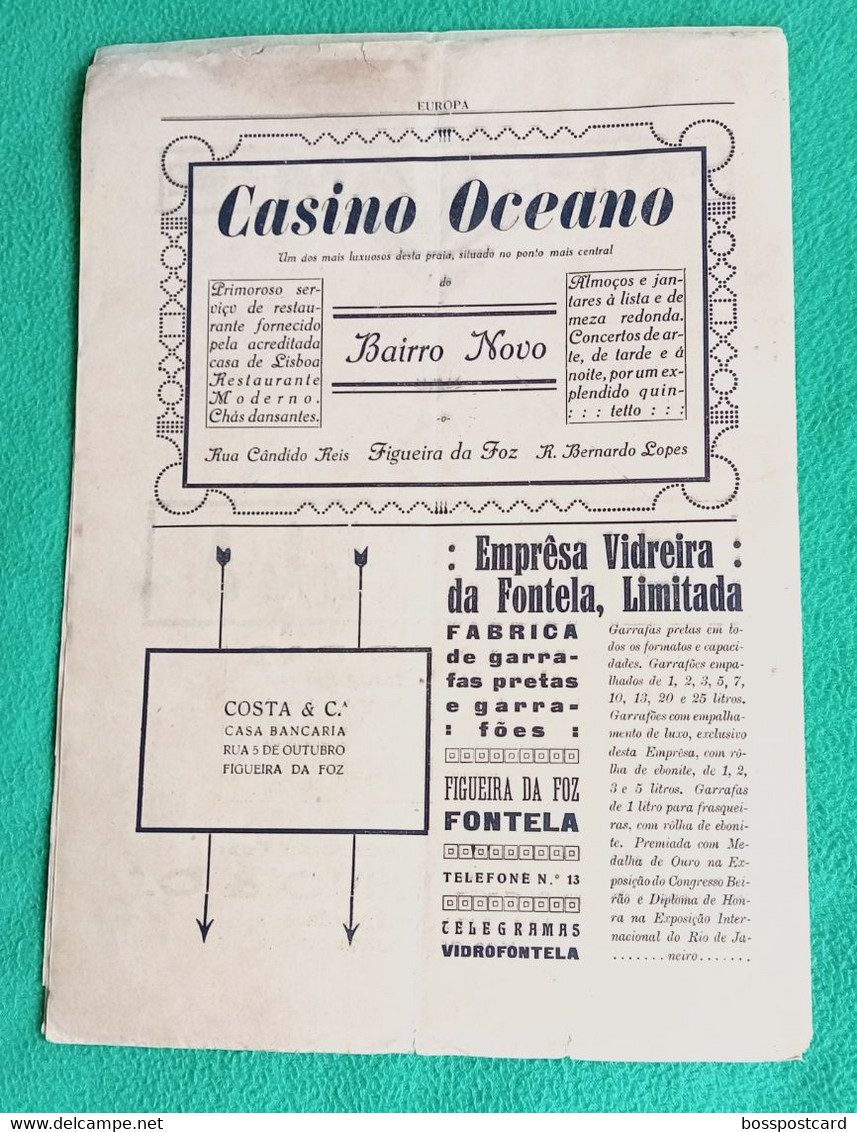 Figueira da Foz - Revista "Europa" Nº 9 de 15 de Agosto de 1925 - Publicidade - Comercial. Coimbra. Portugal.