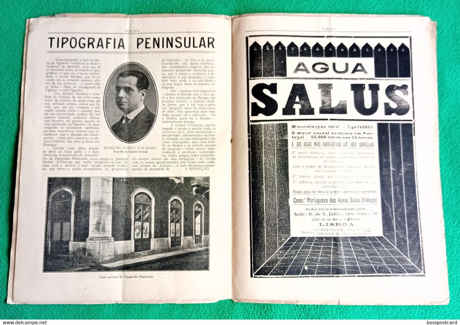 Figueira da Foz - Revista "Europa" Nº 12 de 1 de Outubro de 1925 - Publicidade - Comercial. Coimbra. Portugal.