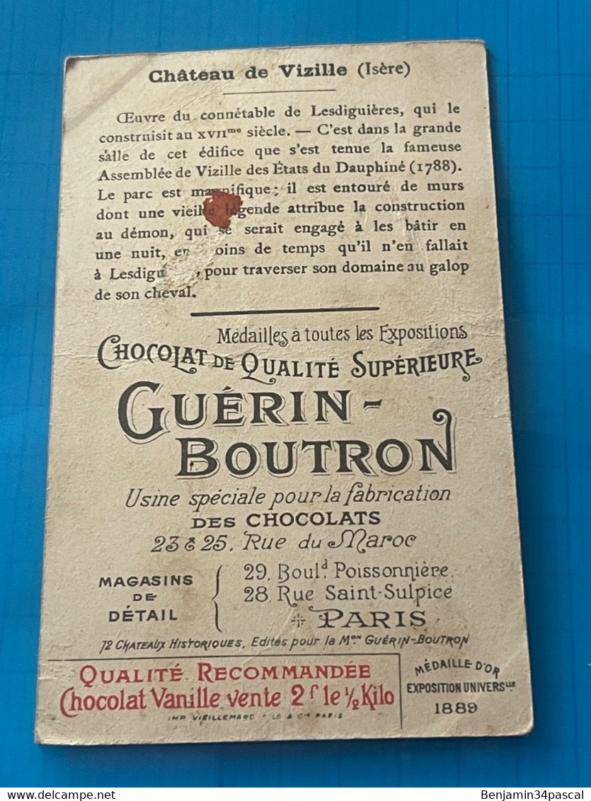 Chocolat GUÉRIN-BOUTRON Image -Chromo Ancienne - Château  De Vizille ( Isère ) - Chocolat