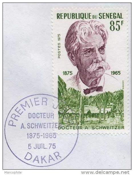 ALBERT SCHWEITZER - PRIX NOBEL / 1975 SENEGAL ENVELOPPE FDC (ref 1218) - Albert Schweitzer