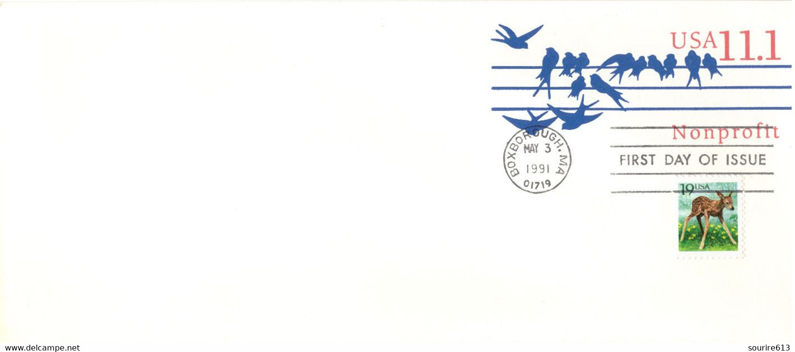 PAP Usa 1991 Oiseau Hirondelles Sur Fil électrique - Swallows