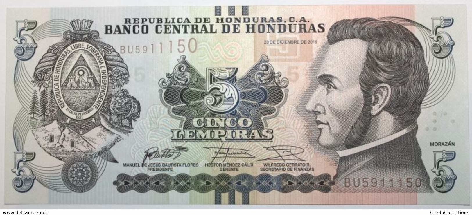 Honduras - 5 Lempiras - 2016 - PICK 98c - NEUF - Honduras