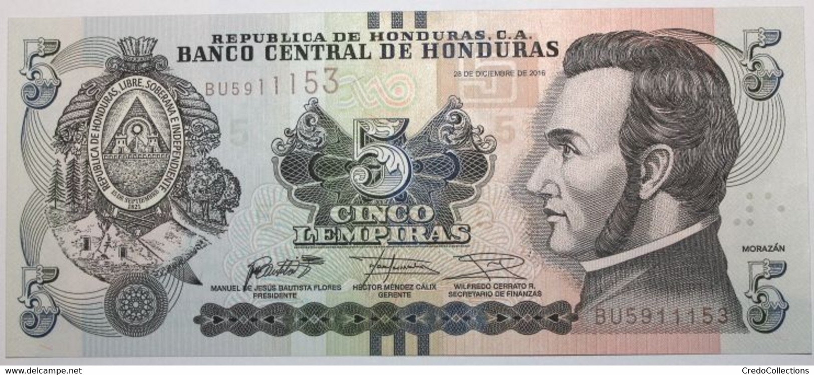 Honduras - 5 Lempiras - 2016 - PICK 98c - NEUF - Honduras