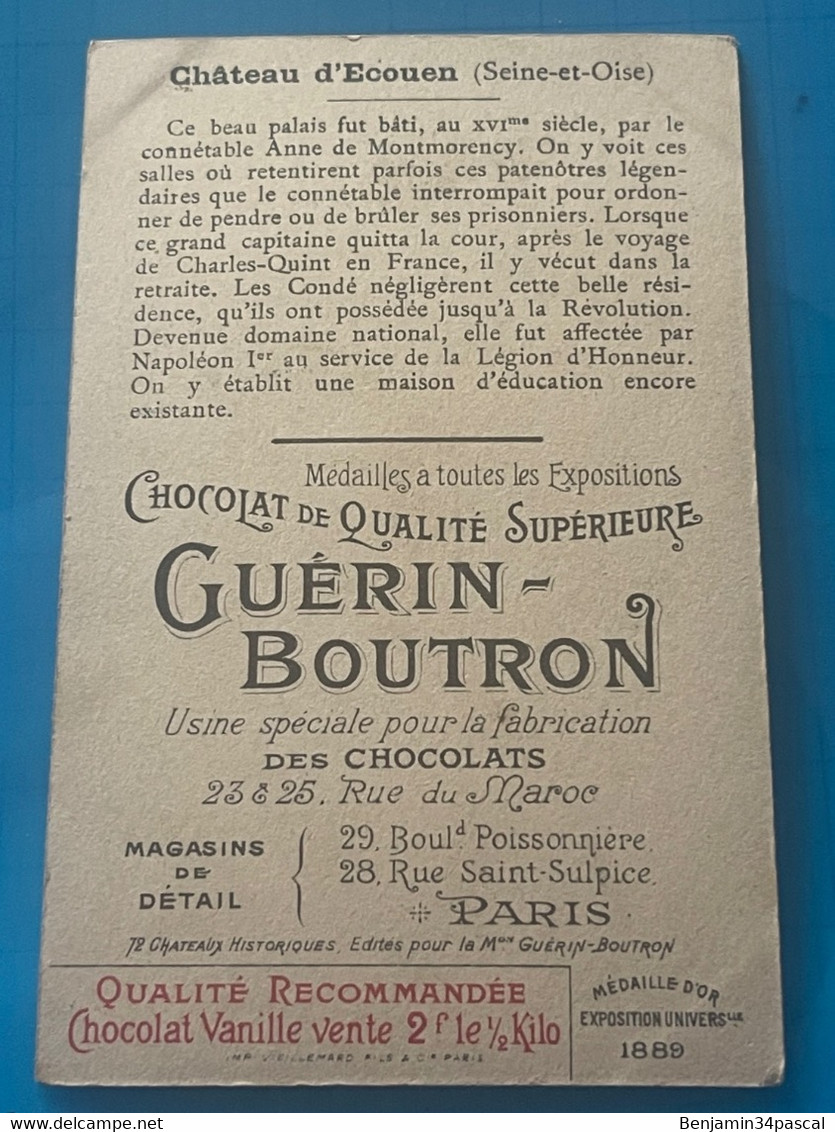 Chocolat GUÉRIN-BOUTRON Image -Chromo Ancienne - Château D’Ecouen  (  Seine Et Oise ) - Chocolat