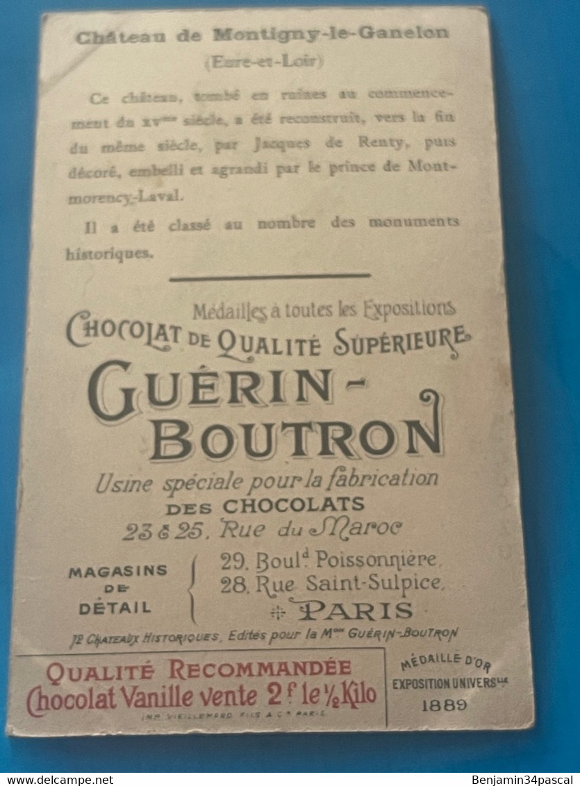 Chocolat GUÉRIN-BOUTRON Image -Chromo Ancienne - Château De Montigny-Le-Ganelon  (  Eure Et Loir ) - Chocolat