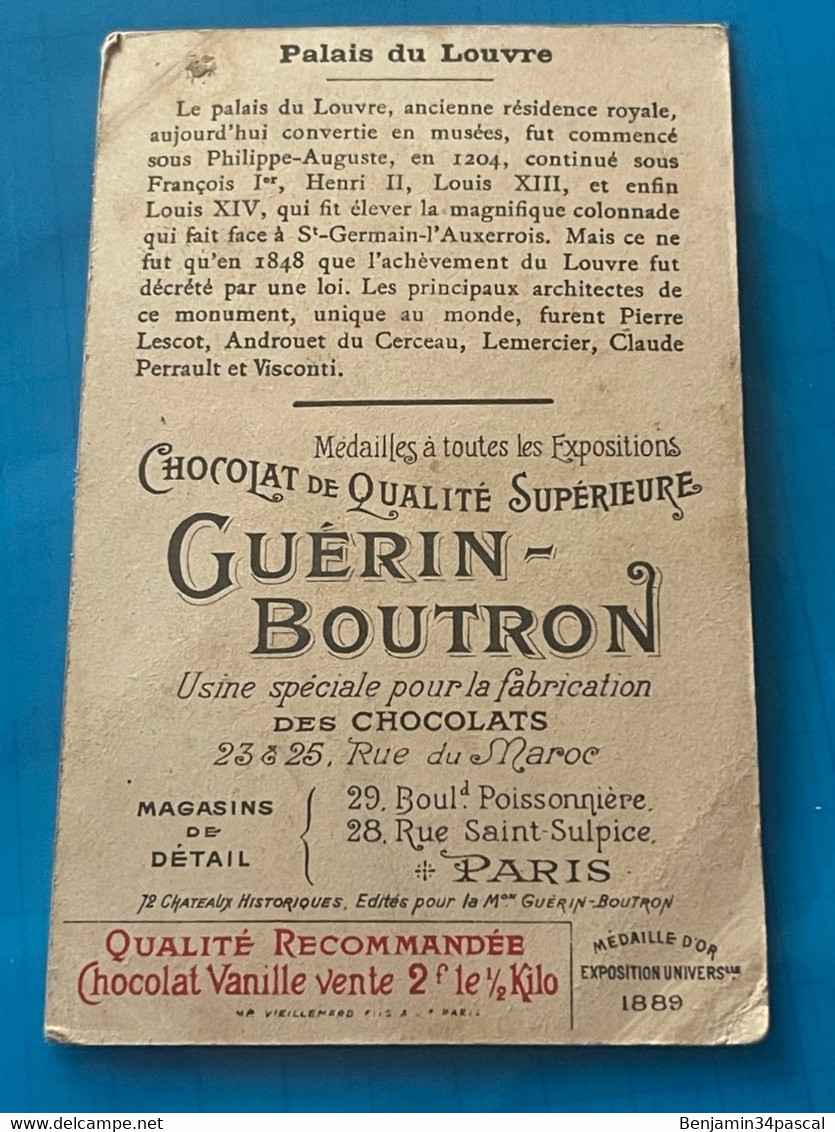 Chocolat GUÉRIN-BOUTRON Image -Chromo Ancienne - Palais  Du Louvre - Chocolat