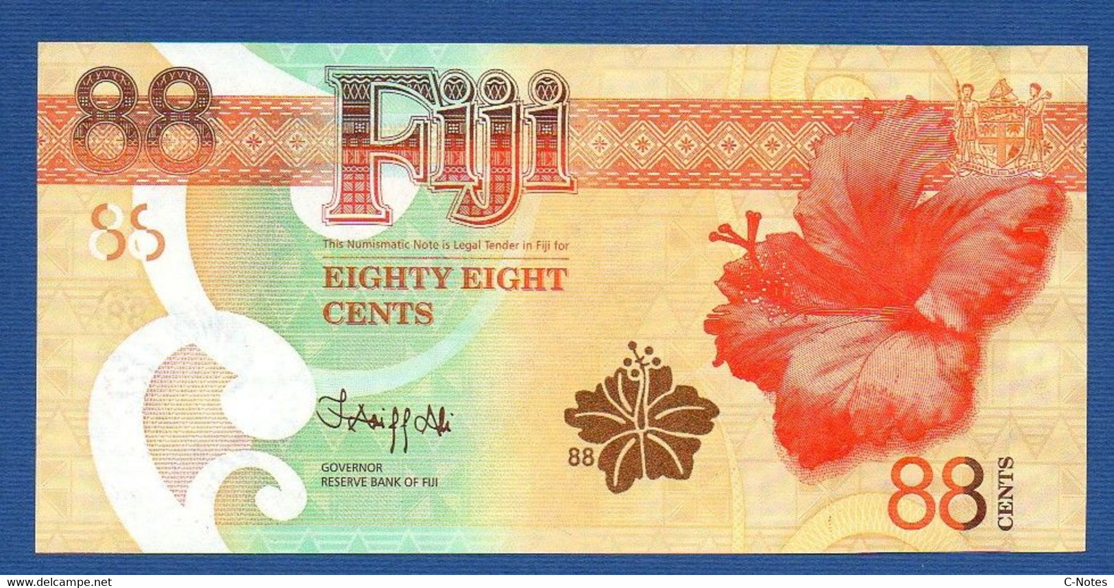 FIJI - P.W123 (1) – 88 Cents  ND (2022) UNC Serie AB19620231 "Numismatic Banknote 88 Cents" Commemorative Issue - Figi