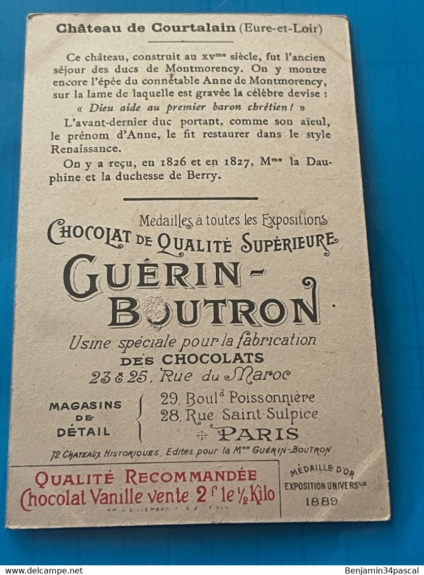 Chocolat GUÉRIN-BOUTRON Image -Chromo Ancienne - Château De Courtalain ( Eure Et Loir ) - Chocolat