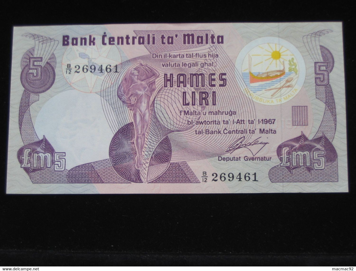 MALTE - Hames Liri - 5 Five Pound 1979 - Bank Centrali Ta Malta   **** EN ACHAT IMMEDIAT  **** - Malta