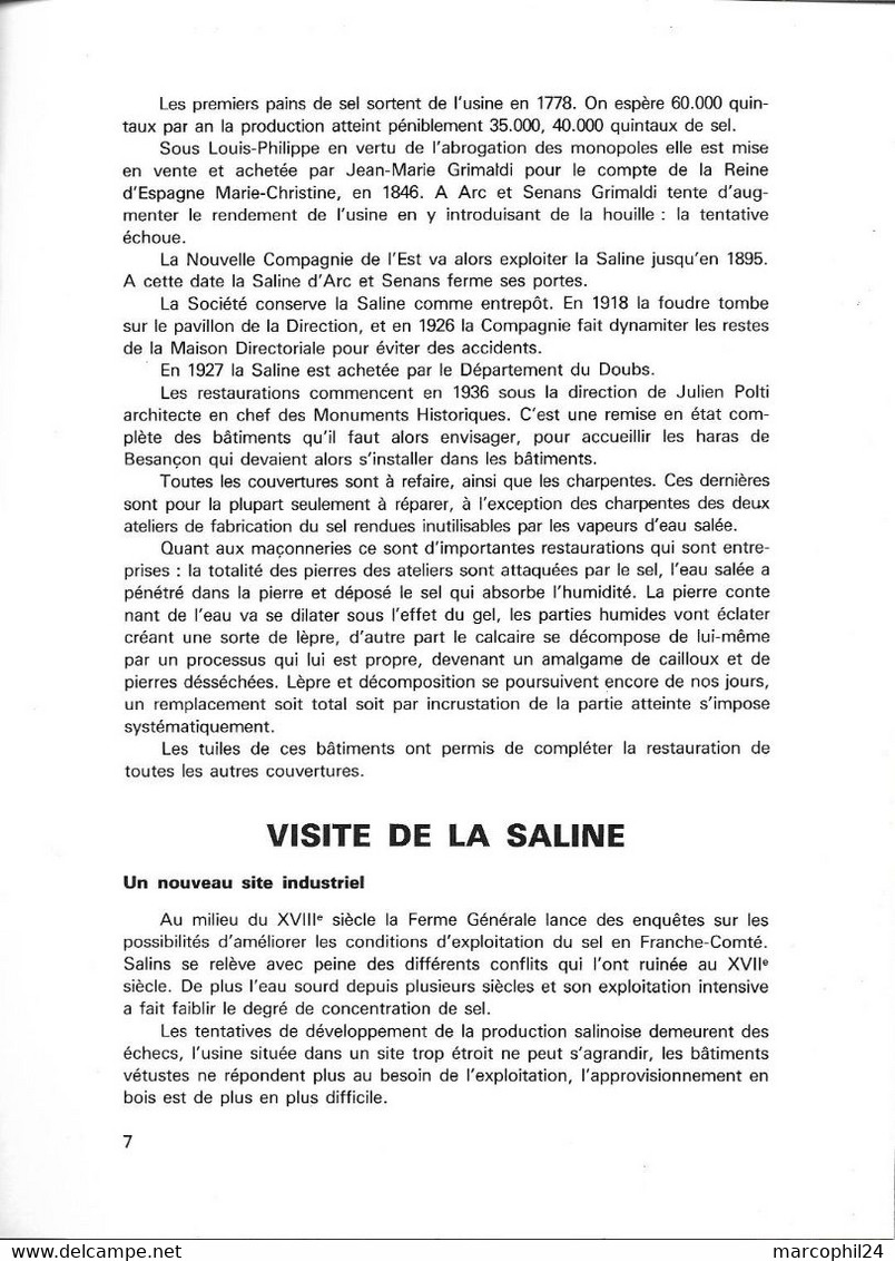 La SALINE ROYALE D'ARC ET SENANS + Pascale BONNET + Brochure Art Et Tourisme + Claude-Nicolas LEDOUX - Franche-Comté