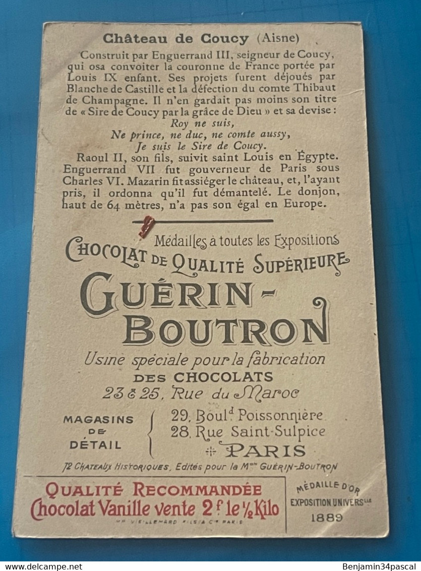 Chocolat GUÉRIN-BOUTRON Image -Chromo Ancienne - Château De Coucy  (Aisne ) - Chocolat