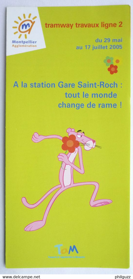 FLYERS TRAMWAY MONTPELLIER - LA PANTHERE ROSE - 2005 (2) - Objets Publicitaires