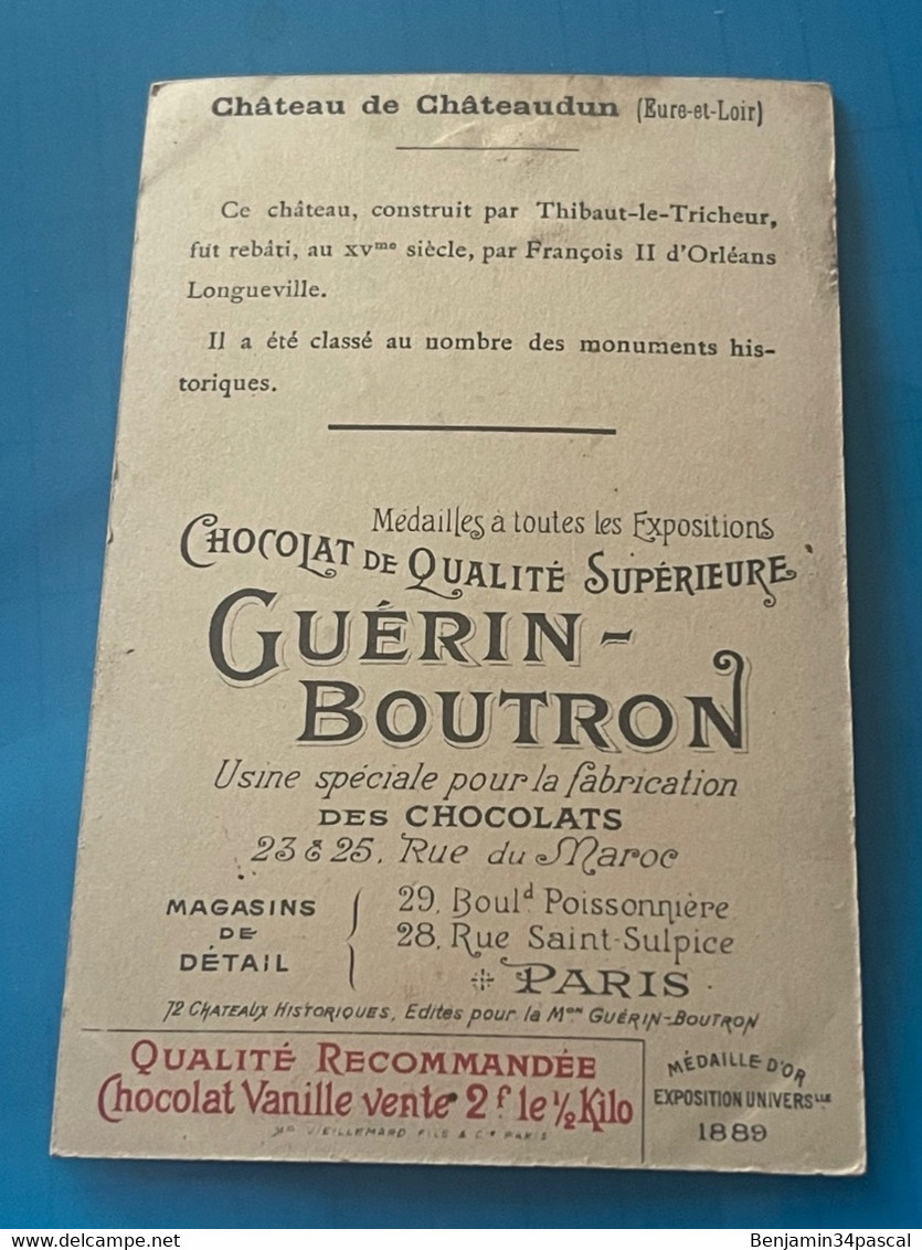 Chocolat GUÉRIN-BOUTRON Image -Chromo Ancienne - Château De Chateaudun  (Eure Et Loir  ) - Chocolat