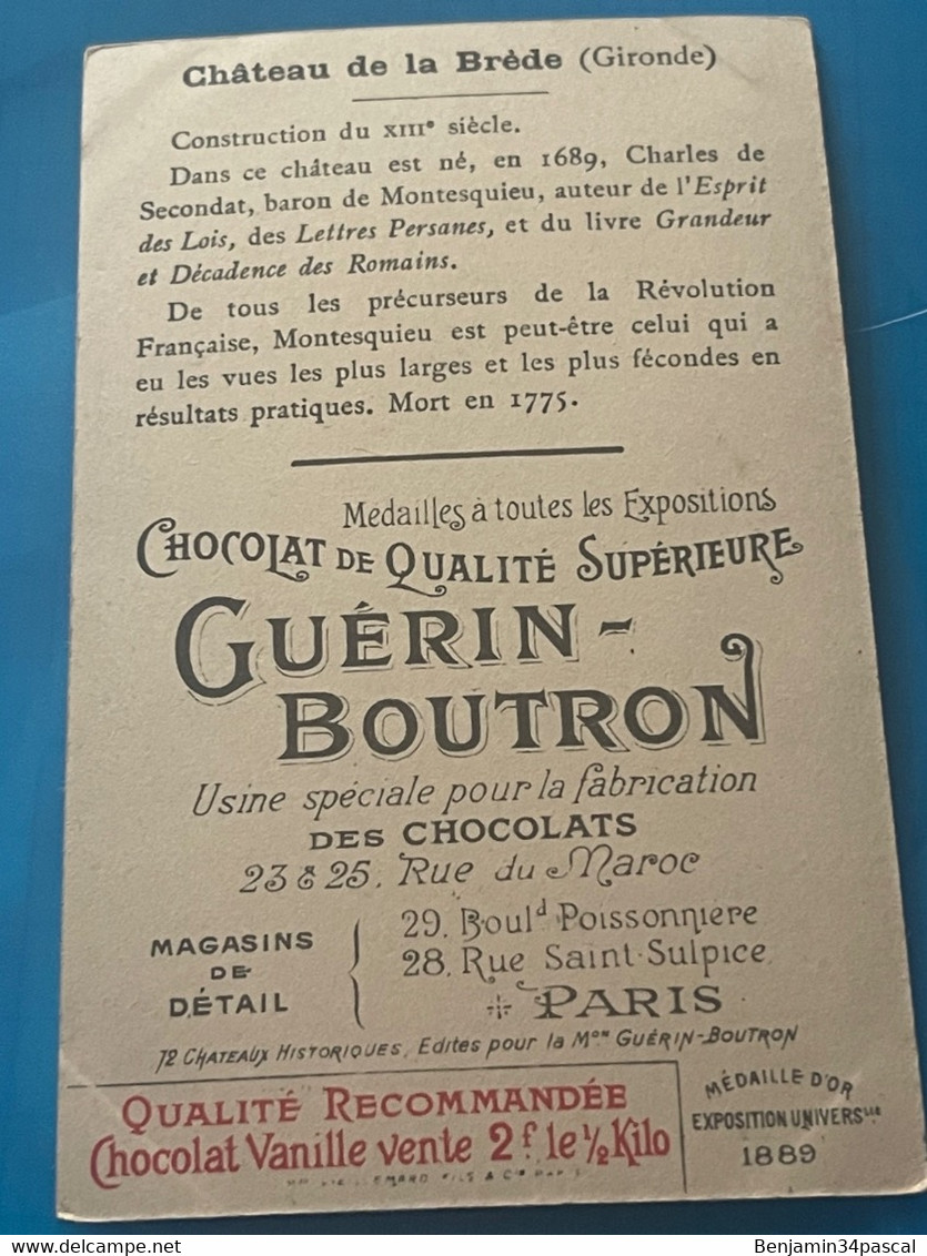 Chocolat GUÉRIN-BOUTRON Image -Chromo Ancienne - Château De La Brède  (Gironde ) - Chocolat