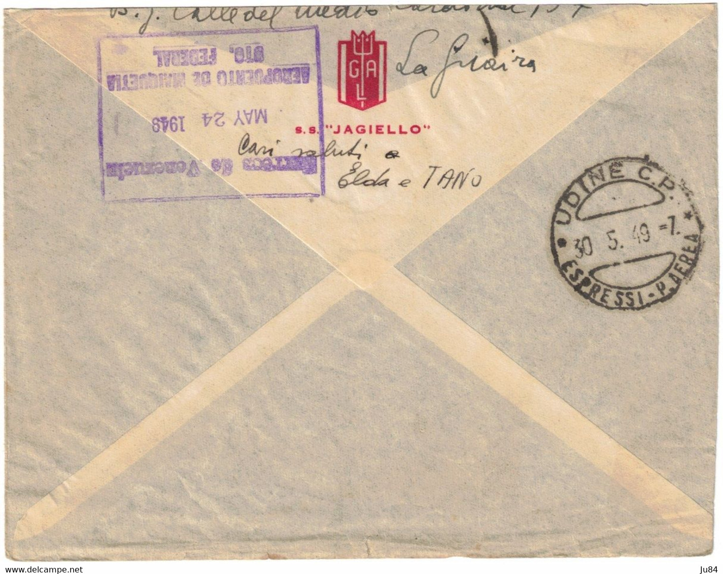 Venezuela - Lettre Avion Pour Udine (Italie) - 24 Mai 1949 - Venezuela