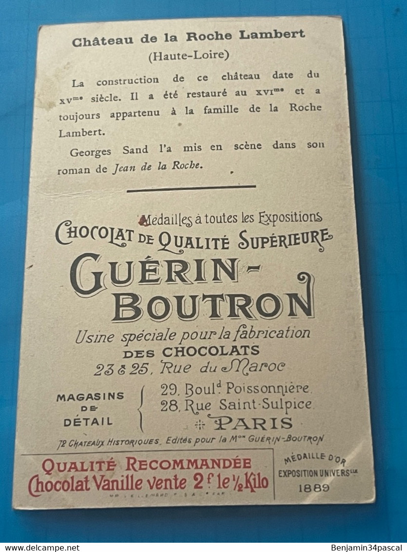 Chocolat GUÉRIN-BOUTRON Image -Chromo Ancienne - Château De La Roche Lambert - Chocolat