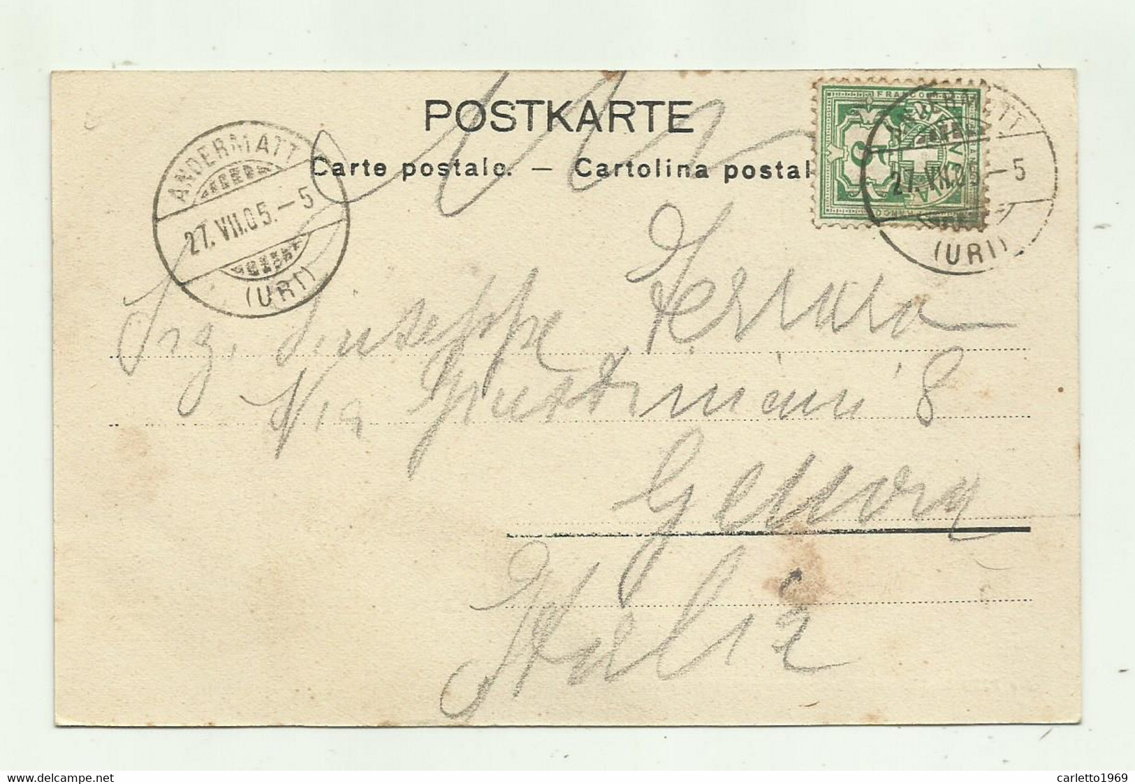 ANDERMATT 1905   - VIAGGIATA   FP - Andermatt