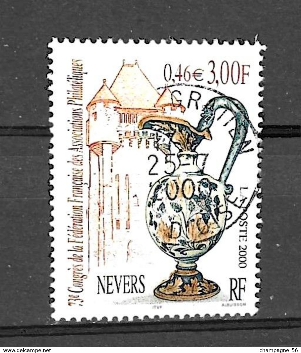 FRANCE 2000  N° 3329  OBLITERE  25.7 .2000 NUANCE COULEUR ET 7 ENCRE  LAMPE U V  /SCANNE 4 PAS A VENDRE - Used Stamps