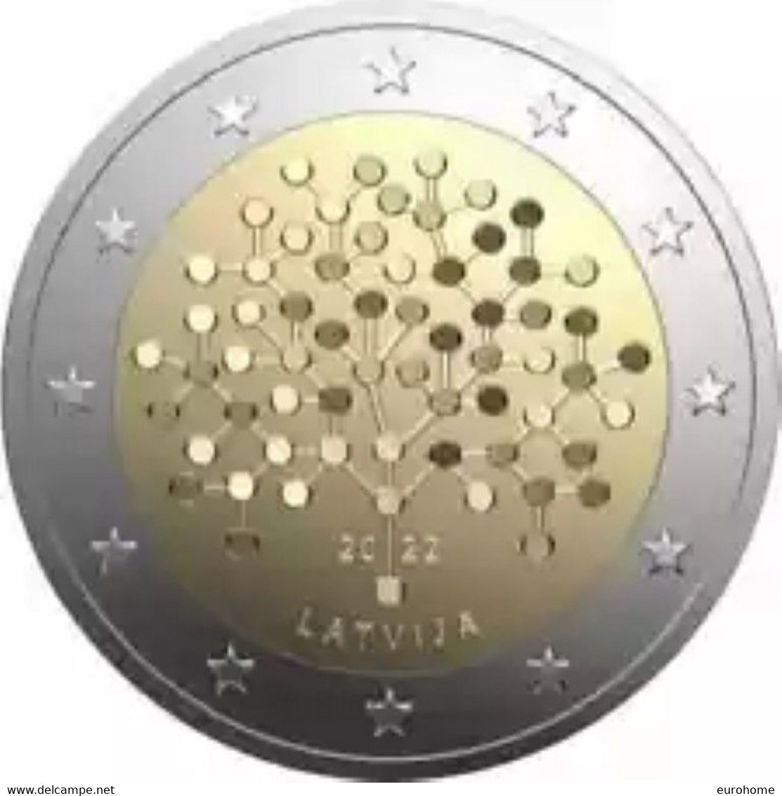 Letland-Lettonia 2022  2 Euro  Commemo  "100 Jaar Nationale Bank" UNC Uit De Rol  UNC Du Rouleaux  !! - Lettland