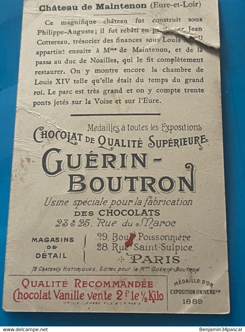 Chocolat GUÉRIN-BOUTRON Image -Chromo Ancienne - Château De Maintenon ( Eure-et Loir )) - Chocolat