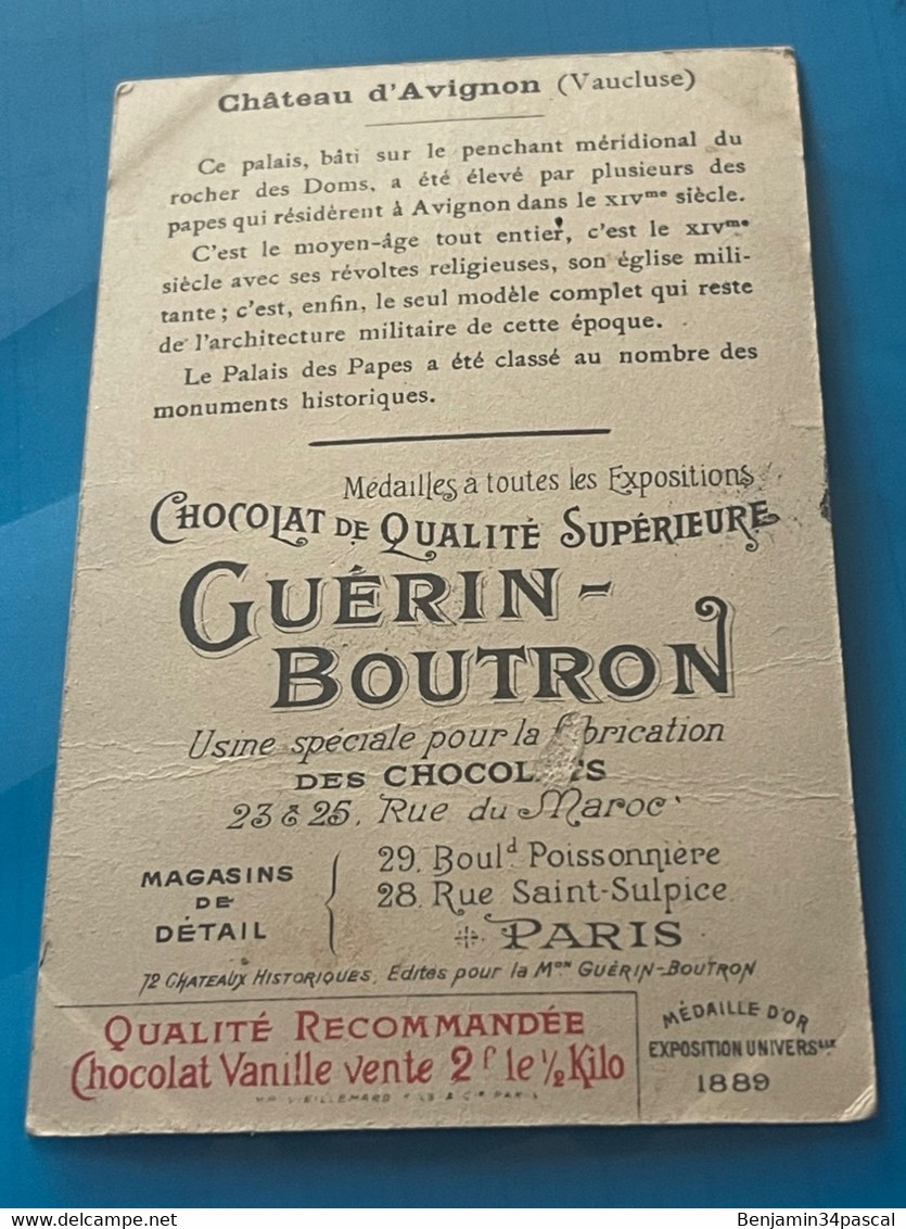 Chocolat GUÉRIN-BOUTRON Image -Chromo Ancienne - Château D’Avignon (Vaucluse ) - Chocolat